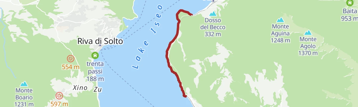 Route map: Cycle-pedestrian path between Vello and Toline